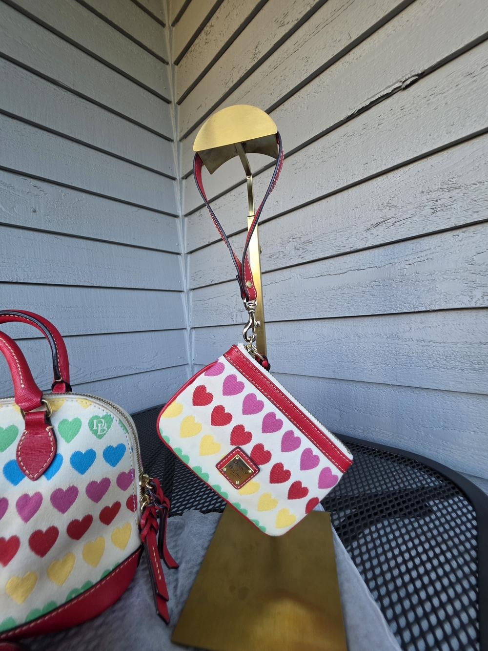 Dooney & Bourke Vintage Multicolor Heart Print Crossbody & Wristlet - Picture 11 of 16